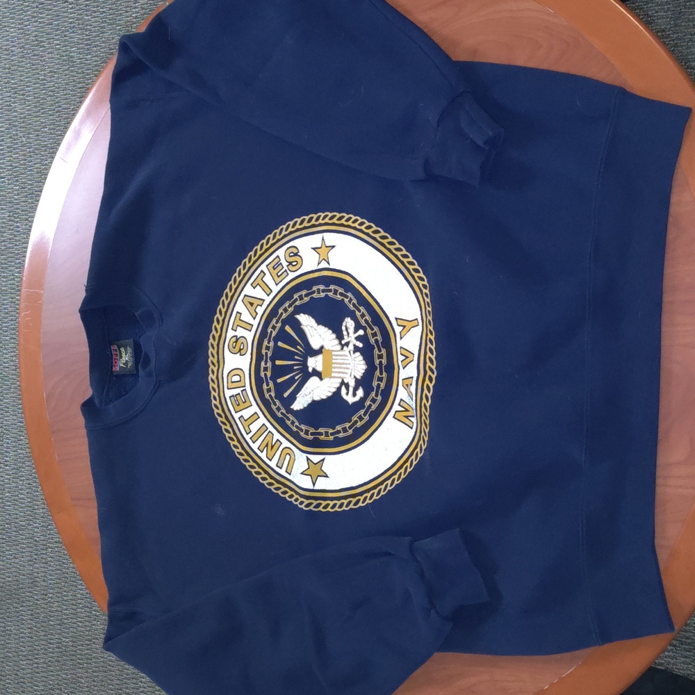Vintage US NAVY Reflective Graphic Crewneck Long Sleeve Sweatshirt XL